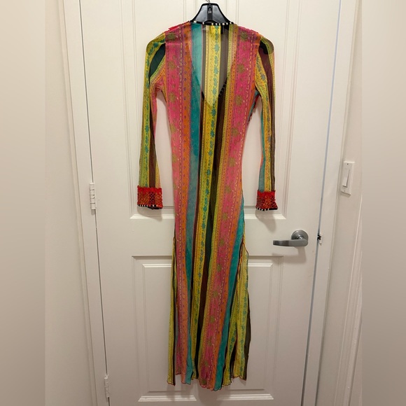 Piluca Bayarri Ibiza Multicolor Sheer Coverup Dress,Long Sleeves & side Slits. - Picture 4 of 11